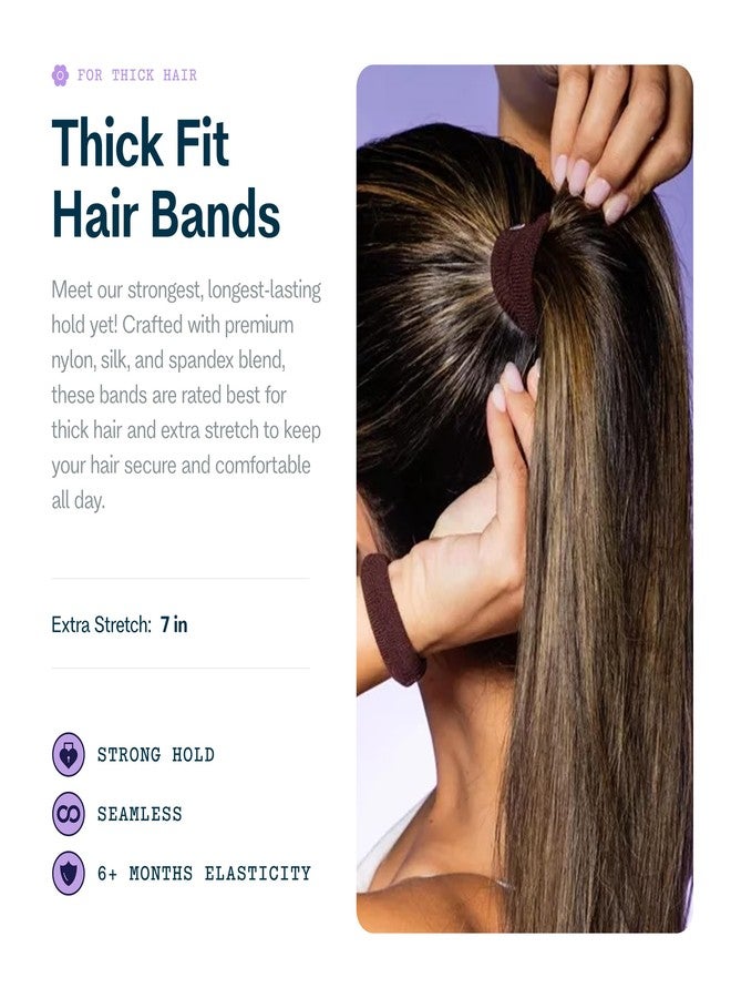 GIMME Beauty Thick Hair Extra Stretch Bands - Patent-Pending Design for Maximum Hold - Premium Ties for Thick & Curly Hair - Sleek & Strong Hold - Dark Brown, 6 Pack - Image 2